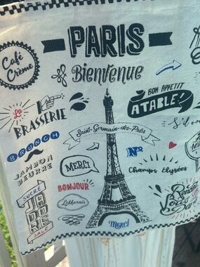 Paris Print Canvas Tote Bag in Cream